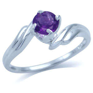 Unusual 0.47ct Genuine African Amethyst 925 Sterling Silver Ring. Size 7/O