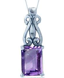 ASHA CRAFT - 1.03ct Genuine Amethyst 925 Sterling Silver Victorian Pendant with Chain