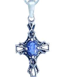 ASHA CRAFT - 0.38ct Genuine Tanzanite 925 Sterling Silver Cross Pendant