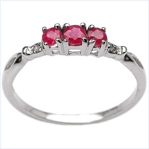 ASHA CRAFT - 100% REAL 0.33ct Ruby and Diamonds 925 Sterling Silver Ring Size 6 / M