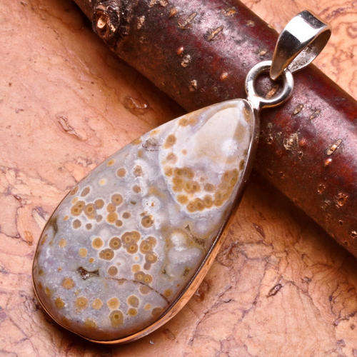 Ocean Jasper Gemstone 925 Sterling Silver Pendant