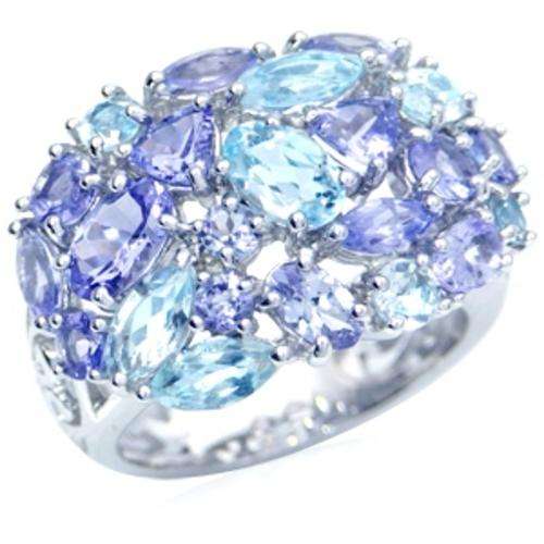 [R15484.76] ASHA CRAFT - 100% REAL 4.19ct Genuine Tanzanite and Topaz Ring - Size 6 / M