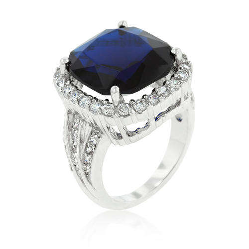 ***Don't Miss Out" Deep Blue Sapphire Cocktail Ring - Size 9