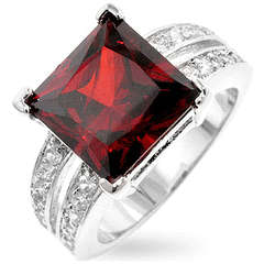 Beautiful Simulated Garnet Dress Ring - Size 7