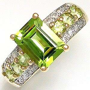 Handsome New Peridot 10KT Yellow Gold Filled Ring - Size 9