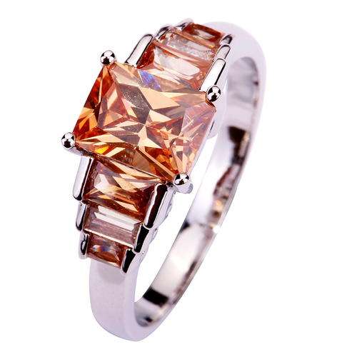 Morganite Emerald Cut Ring - Size 7