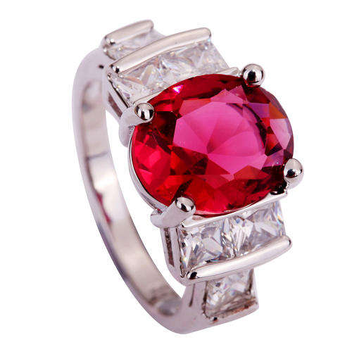 Ruby Spinel White Sapphire Gems Ring - Size 8