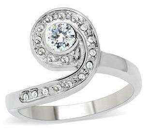 "Stunning" Stainless Steel & Simulated Diamond Ring - Size 8