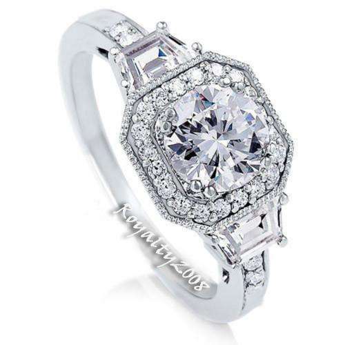 White Topaz Diamonique 925 Silver Wedding Ring - Size 7
