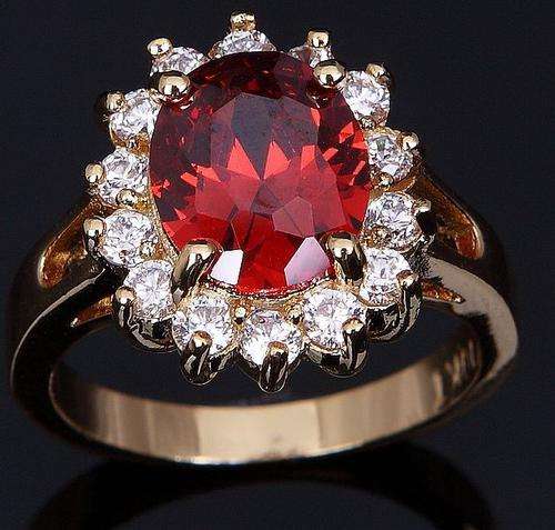 Red Garnet 10KT Yellow Gold Filled Ring - Size 9