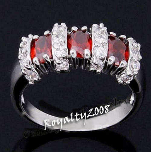 Simulated Ruby Dress Ring - Size 8