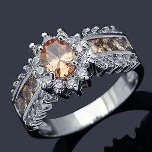 Champagne Topaz White Gold Filled Ring - Size 8