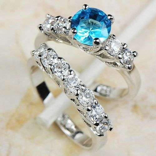 Blue Topaz 925 Sterling Silver Gemstone Ring - Size 6