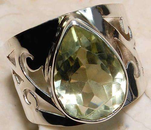6CT Genuine Lemon Citrine 100% Pure 925 Solid Sterling Silver Ring - Size 8.5