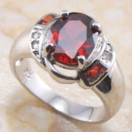 Garnet Red Fire Opal Gemstone Ring Size - 7