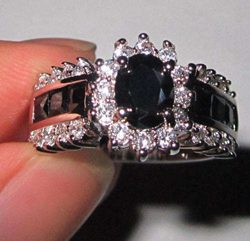 Black Sapphire 10KT White Gold Filled Wedding Ring - Size 9
