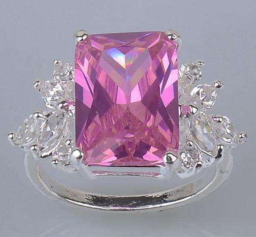 PINK TOPAZ GEMSTONE SILVER RING - Size 8