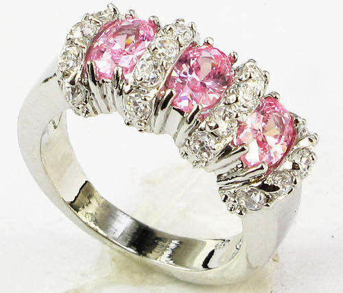 Exquisite Pink Sapphire 18KT White Gold Filled 5ct Silver Ring - Size 9