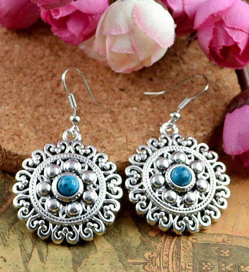 Silver Turqouise Hook Earrings