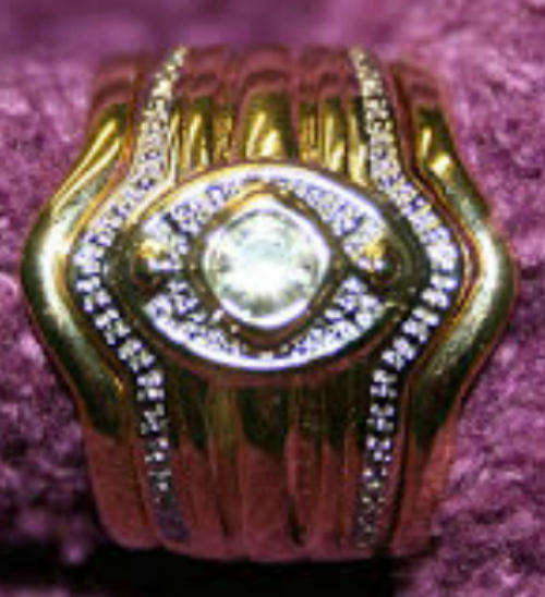 Stunning*** Created Diamond Gold Plated Ring Trip Set - Size 8