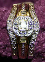 Stunning*** Created Diamond Gold Plated Ring Trip Set - Size 9