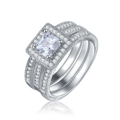 Stunning*** Three Piece Topaz Wedding Ring Set *18KT White Gold Filled - Size 9