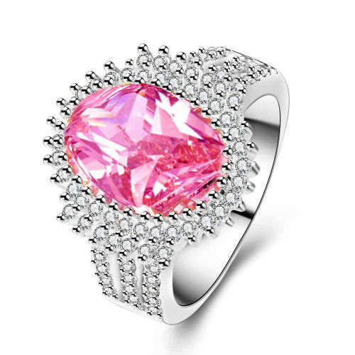 Stunning*** Pink Created Sapphire Ring 925 Silver Gold Filled - Size 9