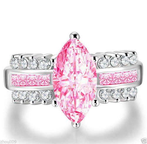 925 Silver Filled Pink Sapphire - Size 8