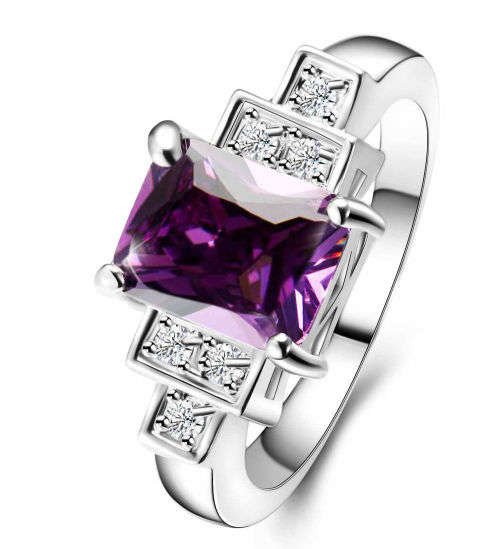 Elegant 18 KT White Gold Filled Tanzanite 4ct Silver Ring - Sz 8
