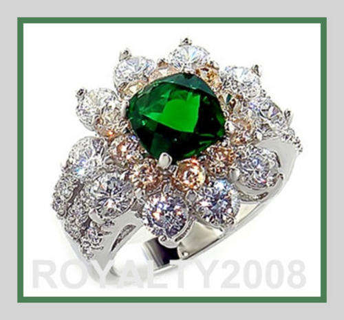 **New**Bold and Beautiful**Awesome simulated emerald and diamond dress ring