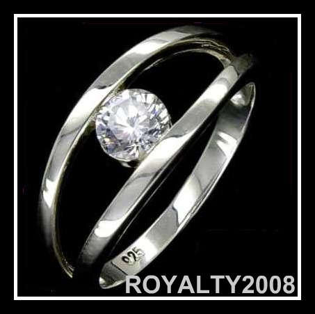 STERLING SILVER MODERN ENGAGEMENT RING - SIZE 9 / S - WOW