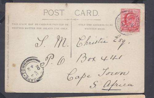 THE POUND, MANER LANE,HAYLING. TO CAPE TOWN 4 SEPT 1906