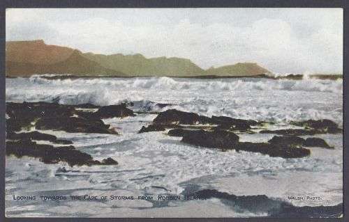 LOOKING TOWARDS THE CAPE OF STORMS FROM ROBBEN ISLAND. UNUSED.