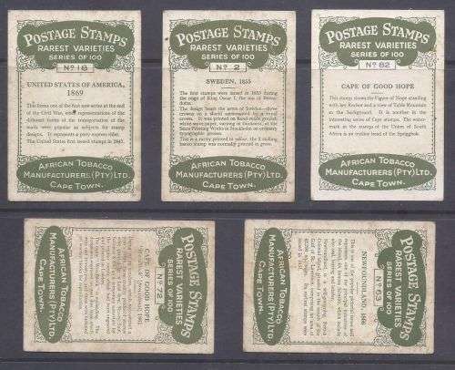 Rarest stamps on tobacco cards.