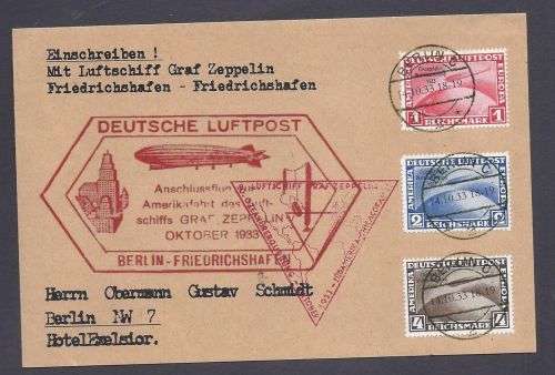 DEUTSCHE LUFTPOST. GRAF ZEPPELING, OKT. 1933 . COVER.