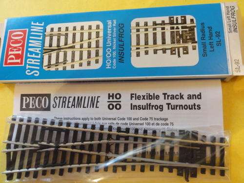 TRAINS- PECO, POINTS- NICKEL SILVER- SL-92 -LH,-EXCELLENT