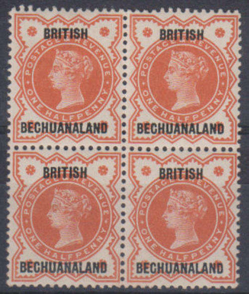 1887 British Bechuanaland SACC9 block of 4 unmounted mint