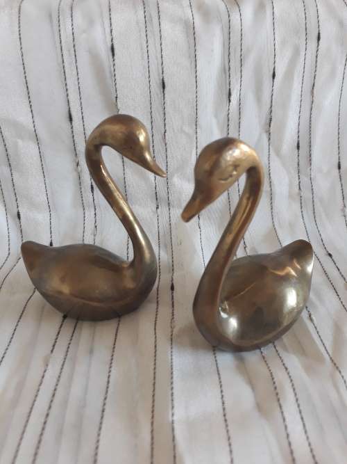 Antique Brass Swan ornament set