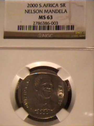 SUPER GRADE NGC MS63 SMILEY MANDELA 2000 R5 S/N 2786386-003