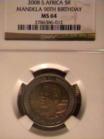 SUPER 6 : NGC GRADED MS62 MS63 MS64 INAUGURATION AND MANDELA BIRTHDAY 2008 R5