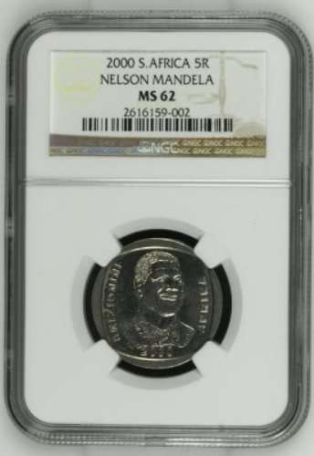***MS62*** SMILEY MANDELA 2000 R5 NGC GRADED ***MS62*** 3 COINS AVAILABLE