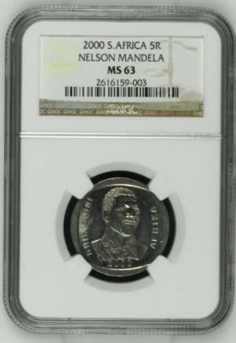 ***MS63*** SMILEY MANDELA 2000 R5 NGC GRADED ***MS63*** 3 COINS AVAILABLE