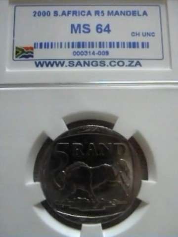 ***MS64*** SMILEY MANDELA 2000 R5 SANGS GRADED CHOICE UNC 3 COINS AVAILABLE
