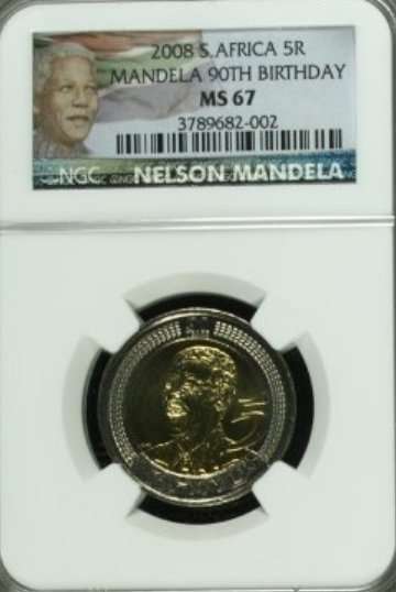 ***NEW LABEL NGC***MS67***MANDELA 2008 BIRTHDAY R5 : 5 COINS AVAILABLE