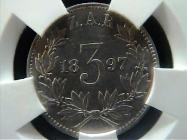 ***AU58***1897 ZAR TICKEY***AU58*** GRADED BY SANGS