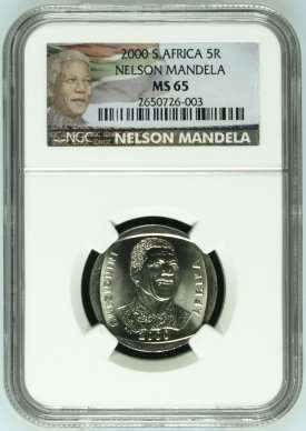 SUPER COIN ***MS65***MANDELA 2000 SMILEY R5***MS65*** : NGC NEW LABEL