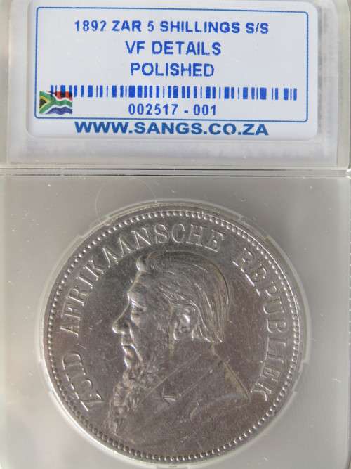 SCARCE ZAR 1892 5 SHILLINGS