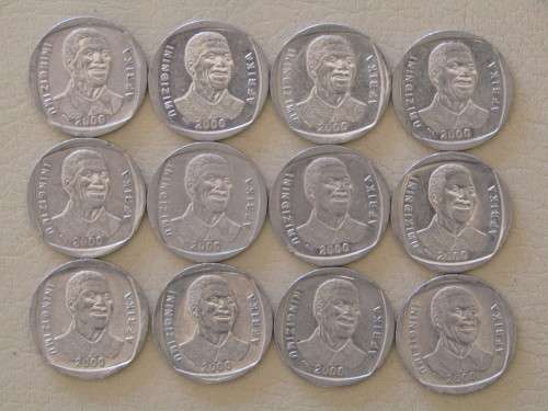 2000 SMILEY MANDELA R5 & GRIQUA TOWN 1815-2015 COMMEMORATIVE R5'S : 50 COINS