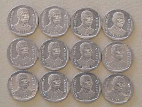 2000 SMILEY MANDELA R5 & GRIQUA TOWN 1815-2015 COMMEMORATIVE R5'S : 50 COINS