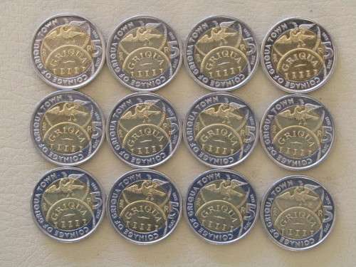 2000 SMILEY MANDELA R5 & GRIQUA TOWN 1815-2015 COMMEMORATIVE R5'S : 50 COINS